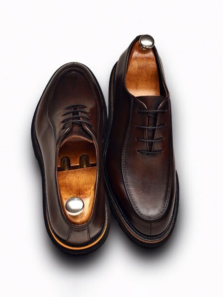 COFFEE AMIRALHAKİKİ DERİ ERKEK GÜNLÜK ŞIK AYAKKABI KAHVE - 43