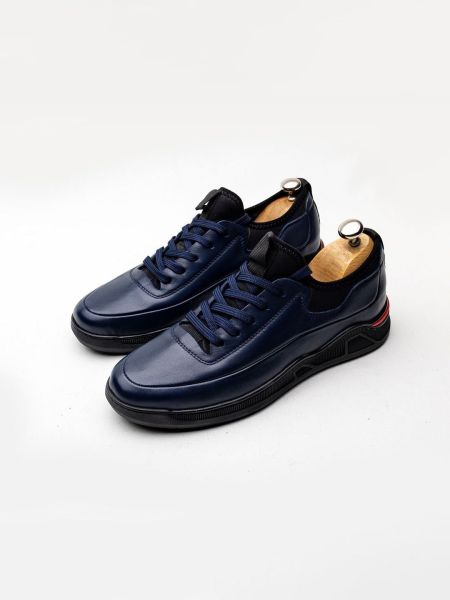 İBAY 2166 TRUTH VERY COMFORTABLE MEN'S LEATHER DAILY DAILY BLUE SHOES DARK BLUE RED - 42