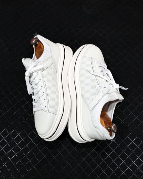 WHITE ANGER BEQUEME HERREN LEDER FREIZEITSCHUHE WEIß - 45