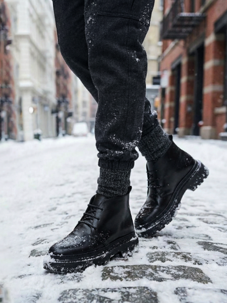 BLACK EMPIRE HAKİKİ DERİ ERKEK TARZ BOT SİYAH - 39