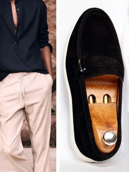 BLACK SUEDE STYLE GENUINE LEATHER MEN'S CASUAL SHOES BLACK SUEDE - 42