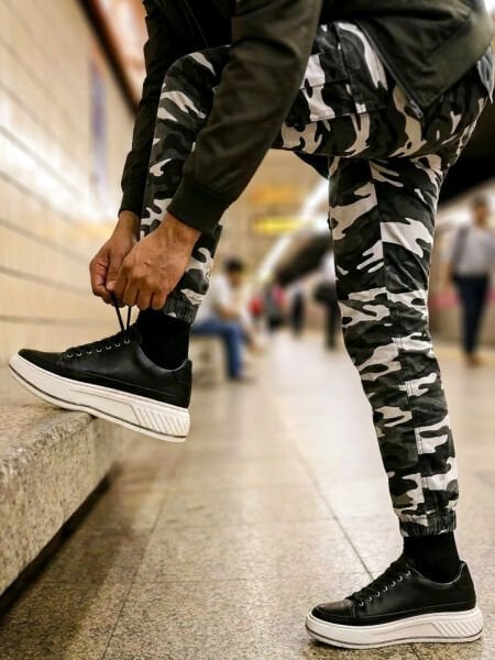 BLACK GRAVIS HAKİKİ DERİ ERKEK GÜNLÜK AYAKKABI SİYAH BEYAZ - 39