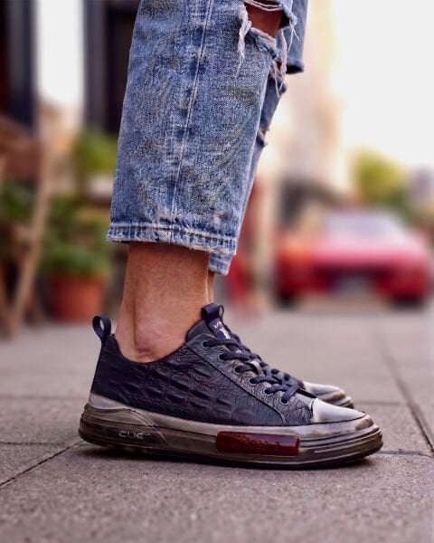 NAVY BLUE DELUXS GÜNLÜK ERKEK DERİ TARZ AYAKKABI LACİVERT - 45