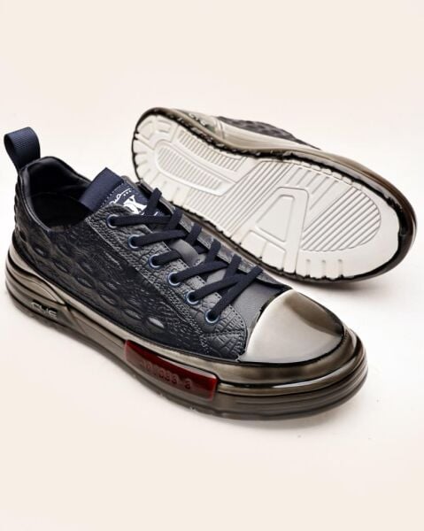 NAVY BLUE DELUXS GÜNLÜK ERKEK DERİ TARZ AYAKKABI LACİVERT - 45