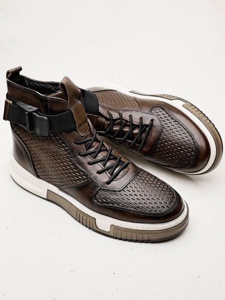 Q-STYLE 15707 STYLE KHAKI MEN'S LEATHER DAILY STYLE BOOTS KHAKI - 40