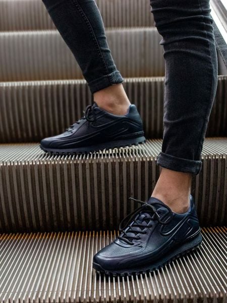 İBAY REBEL Men's Navy Blue Genuine Leather Daily Casual Shoes DARK BLUE - 40