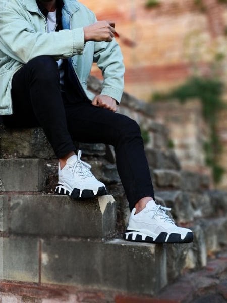 WEISSE MEGA STAR HERRENSCHUHE AUS ECHTEM LEDER WEISS - 44