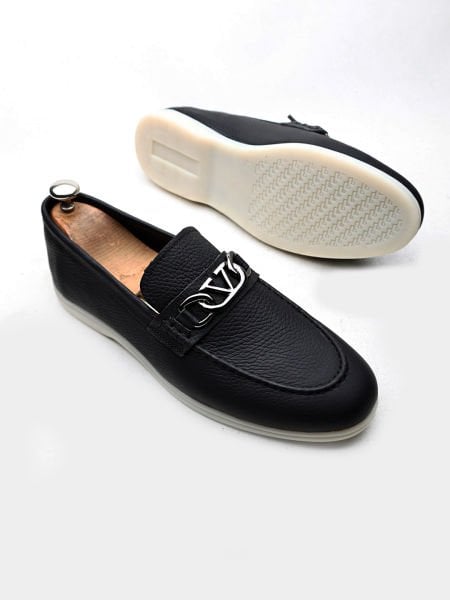 BLACK SPARK GENUINE LEATHER COMFORTABLE STYLE MEN'S CASUAL SHOES BLACK - 43