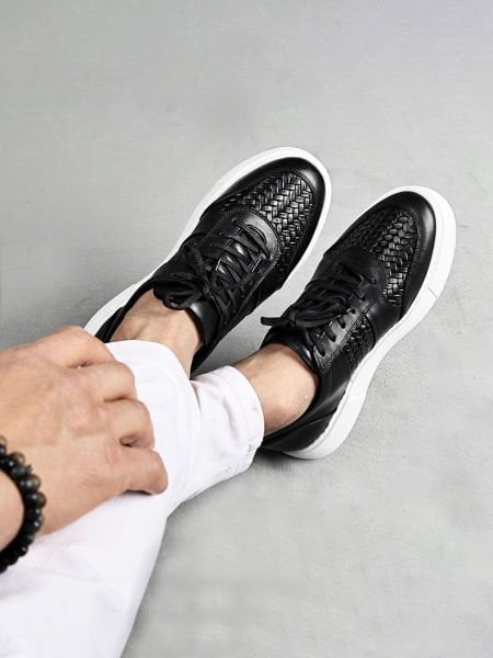 İBAY 185 LIKE BLACK LEATHER MEN'S DAILY SHOES BLACK CROCO - 42