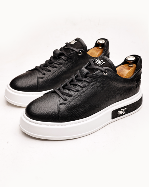 RIVO HAKİKİ DERİ ERKEK GÜNLÜK AYAKKABI SİYAH BEYAZ - 46