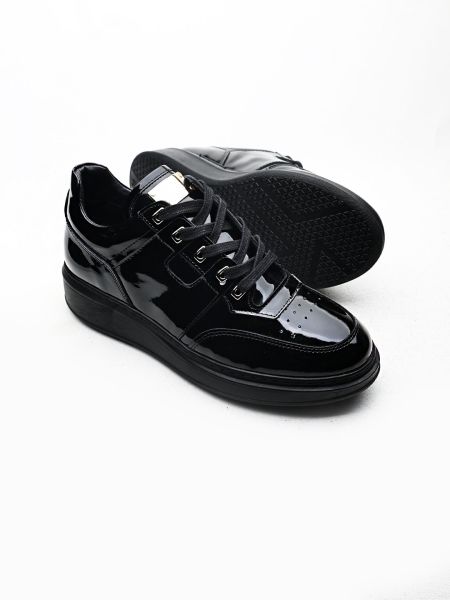 PATENT BLACK ENFORCE HERREN-SNEAKERS-SCHUHE SCHWARZES Lackleder - 43