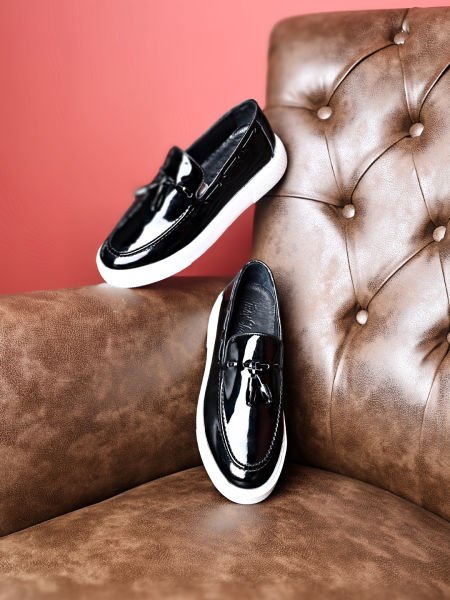 SCHWARZES LACKLEDER SÜßE LEDER-SCHUHE IM TÄGLICHEN STYLE SCHWARZES Lackleder - 40