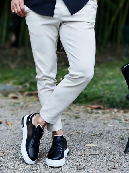 SCHWARZ-WEIßE TITANIC HERREN-LEDERSCHUHE SCHWARZ-WEIß - 41