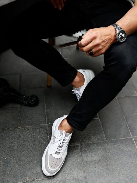 WEISSGRAU LENNY LEDER-LÄSSIGE SNEAKERS WEISSGRAU - 45