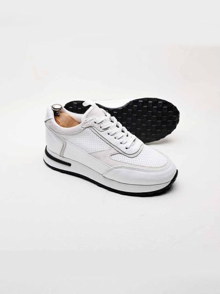 WEISSE MARIO-LEDER-LÄSSIGE SNEAKERS