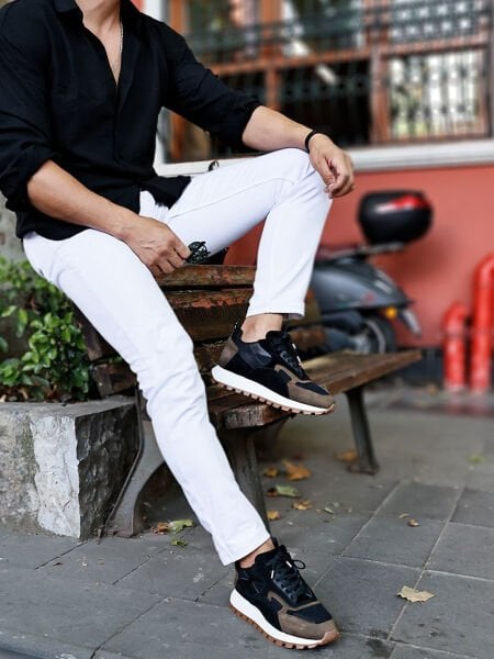 SCHWARZGRÜNE GALAXY-LEDER-LÄSSIGE SNEAKERS